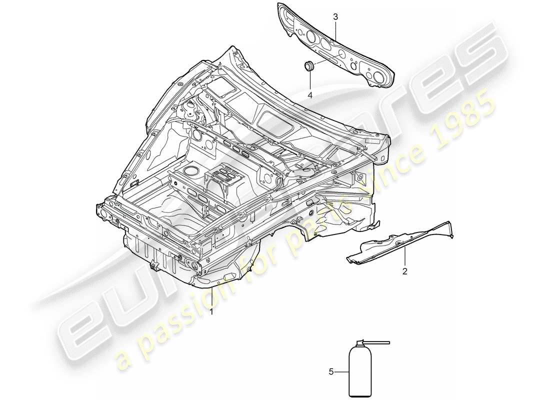 porsche 2007 (987 boxster) l'extrémité avant schéma des pièces