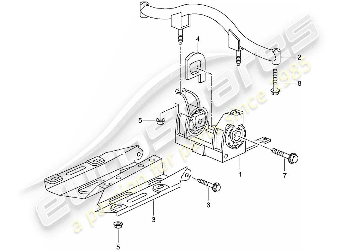 porsche 2001 (996 turbo / gt2) suspension de transmission schéma des pièces