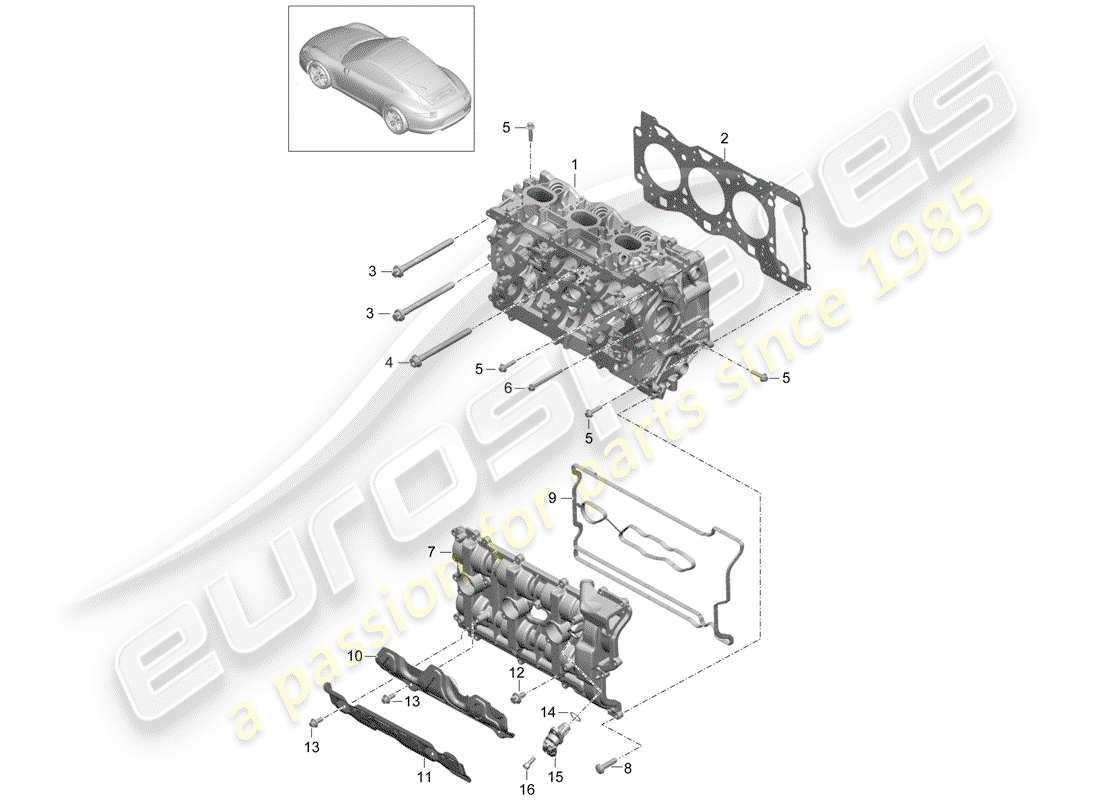porsche 2012 (991-1) culasse schéma des pièces