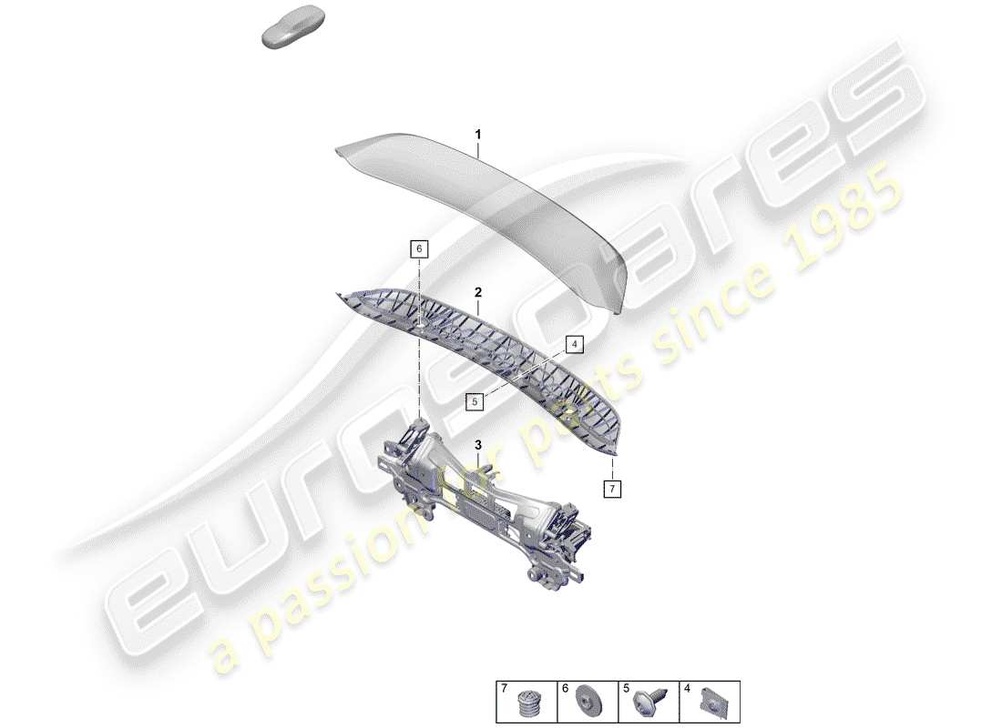 porsche 2020 (718 boxster spyder) spoiler arrière schéma des pièces