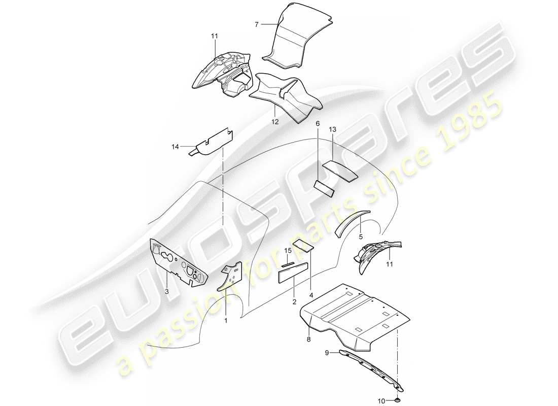 porsche 2005 (997-1) coque du corps schéma des pièces