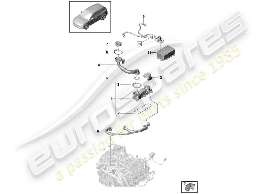 porsche 2020 (cayenne e3 9ya/9yb) ventilation pour bloc-cylindres