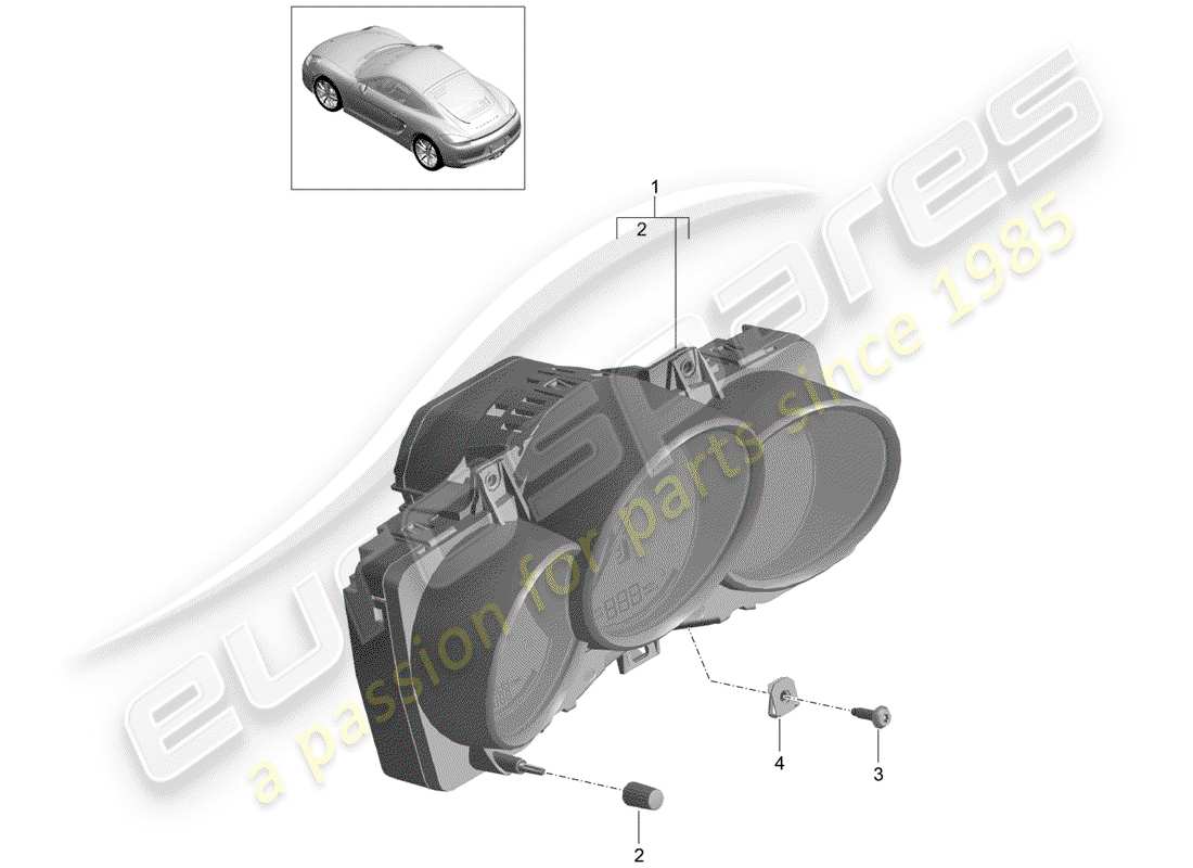 porsche 2016 (981 cayman) instruments schéma des pièces