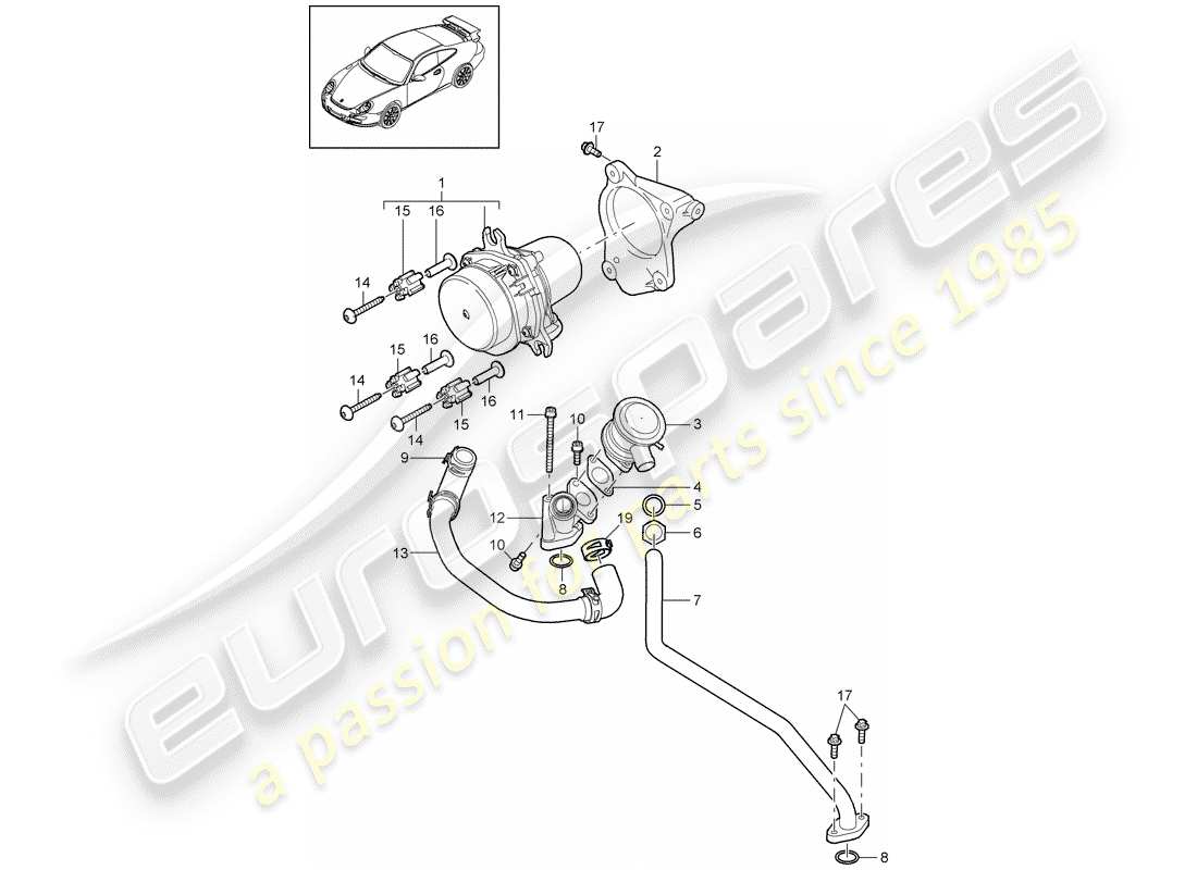 porsche 2008 (997-1 gt3) injection d'air schéma des pièces