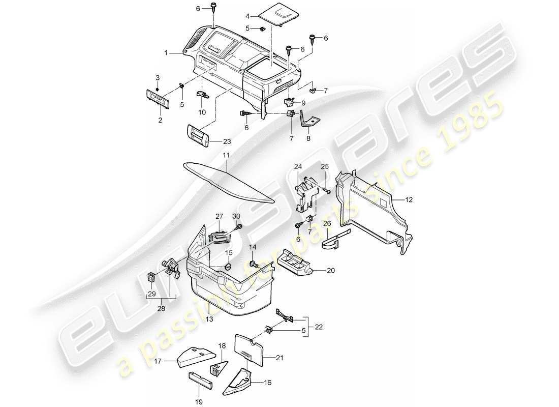 porsche 2012 (997-2) coffre à bagages schéma des pièces