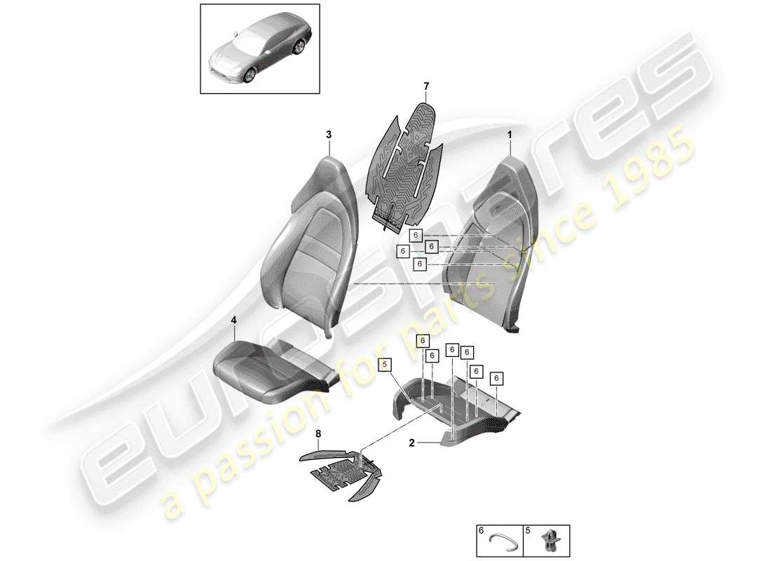 porsche 2017 (panamera 971-1) seat schéma des pièces
