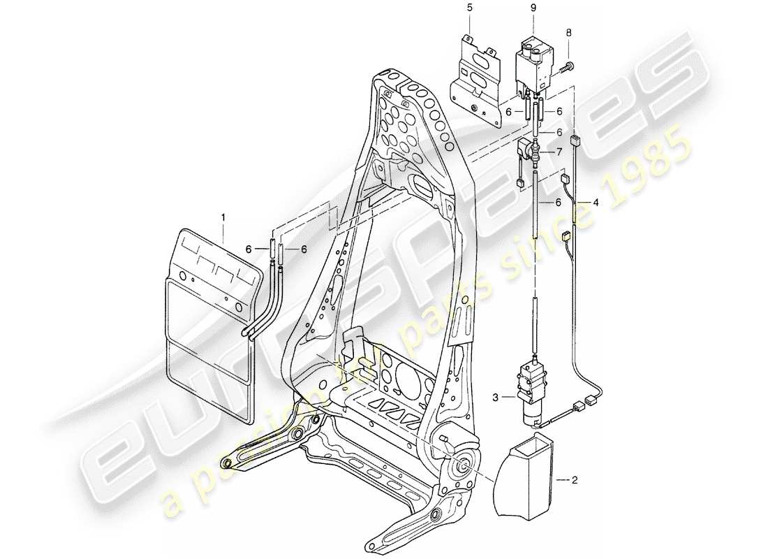 porsche 2004 (996 turbo / gt2) support lombaire schéma des pièces