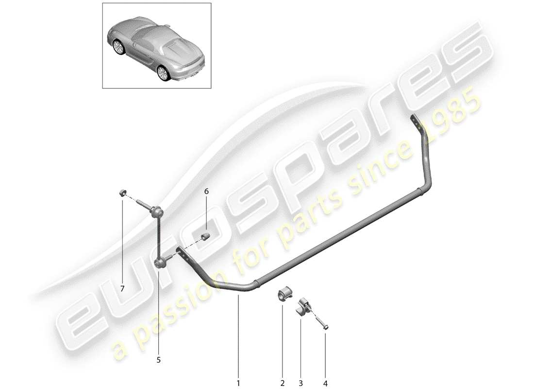 porsche 2016 (981 boxster spyder) schéma des pièces du stabilisateur