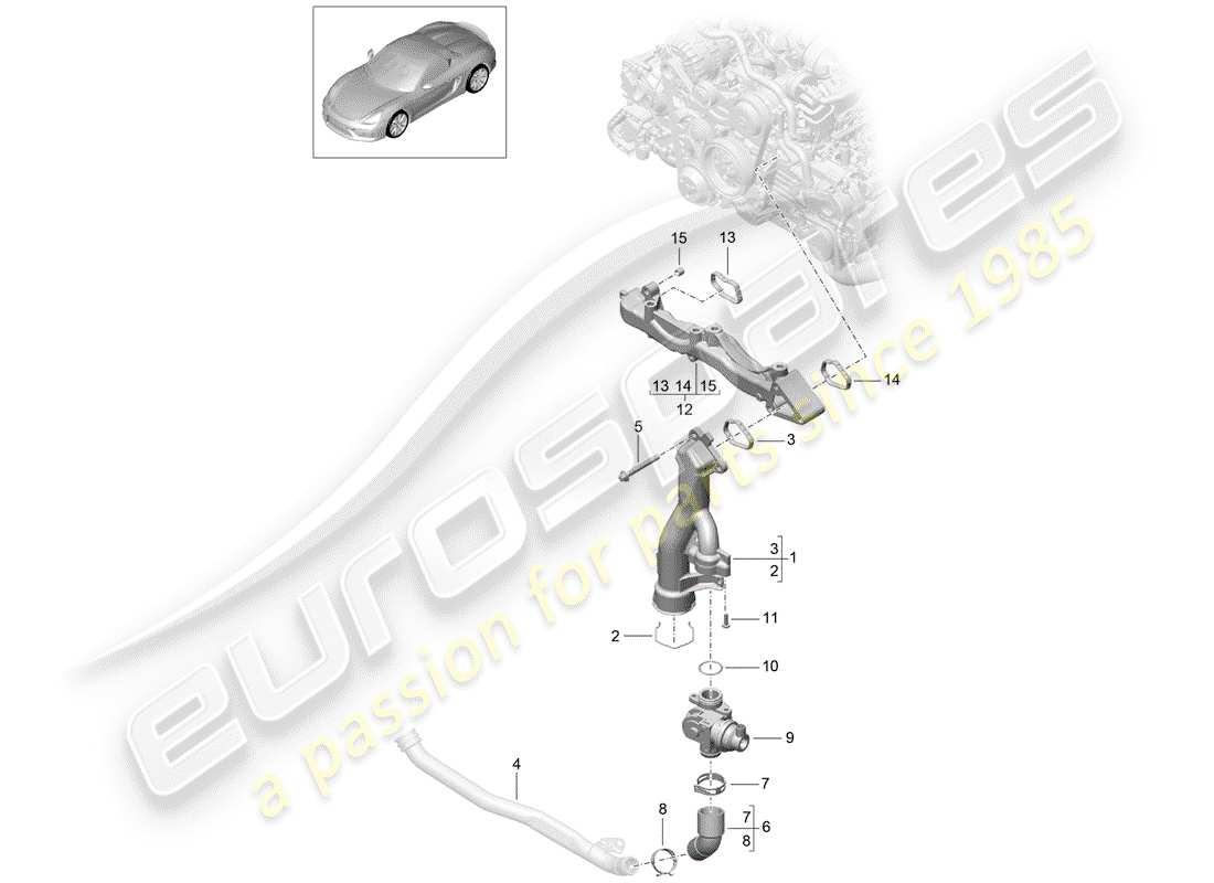 porsche 2016 (981 boxster spyder) sous-châssis schéma des pièces