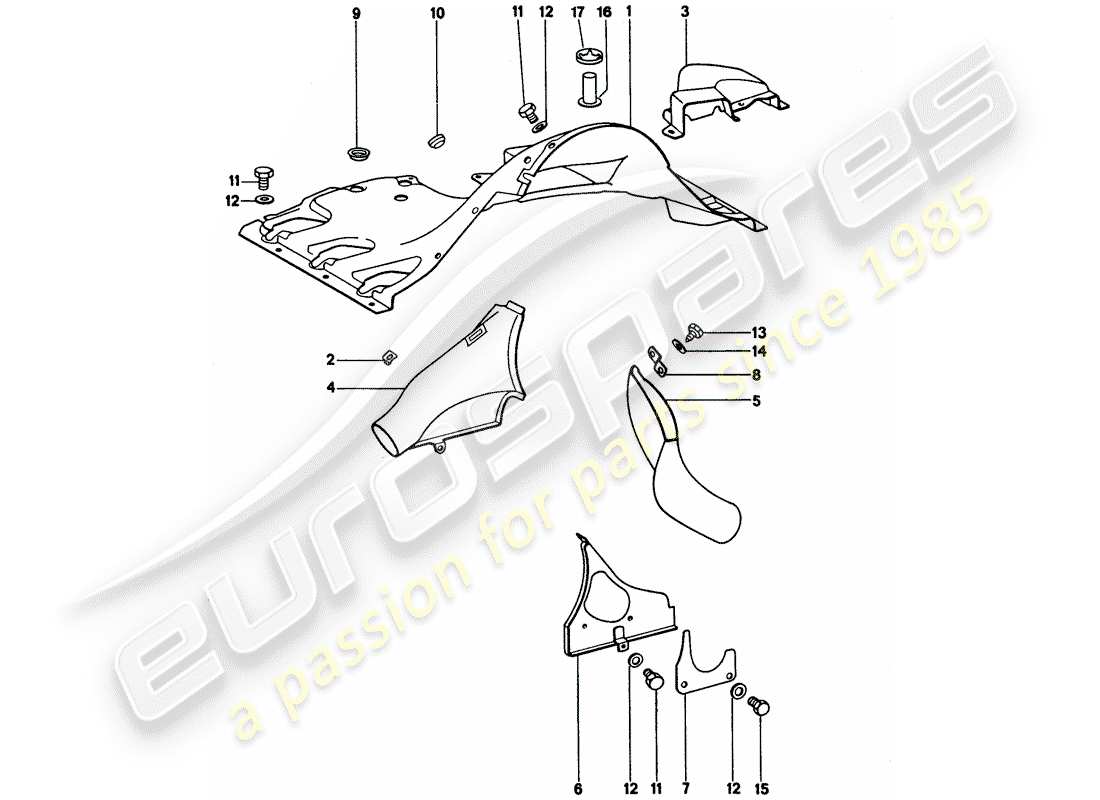 porsche 1974 (911) diagramme des pièces du conduit d'air