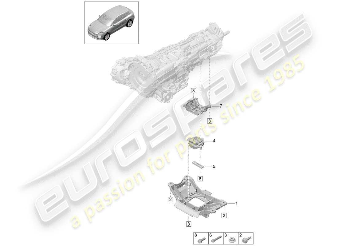 porsche 2019 (macan) support de transmission schéma des pièces