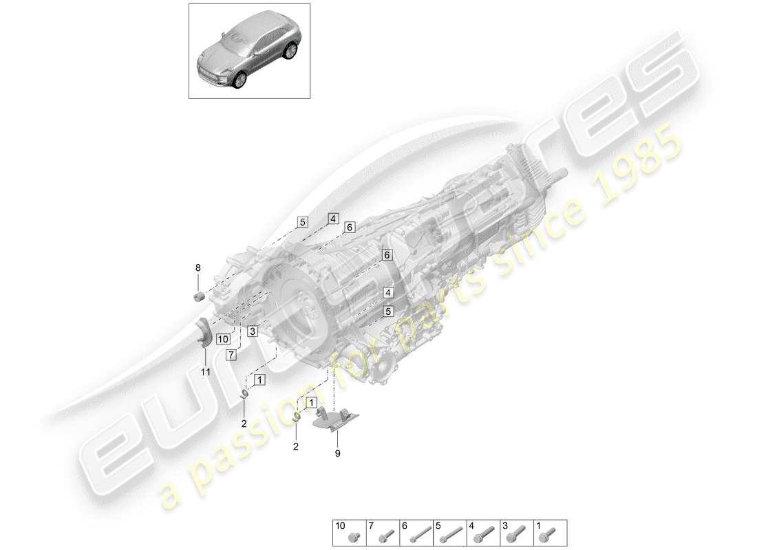 porsche 2019 (macan) pièces de montage pour moteur et schéma des pièces