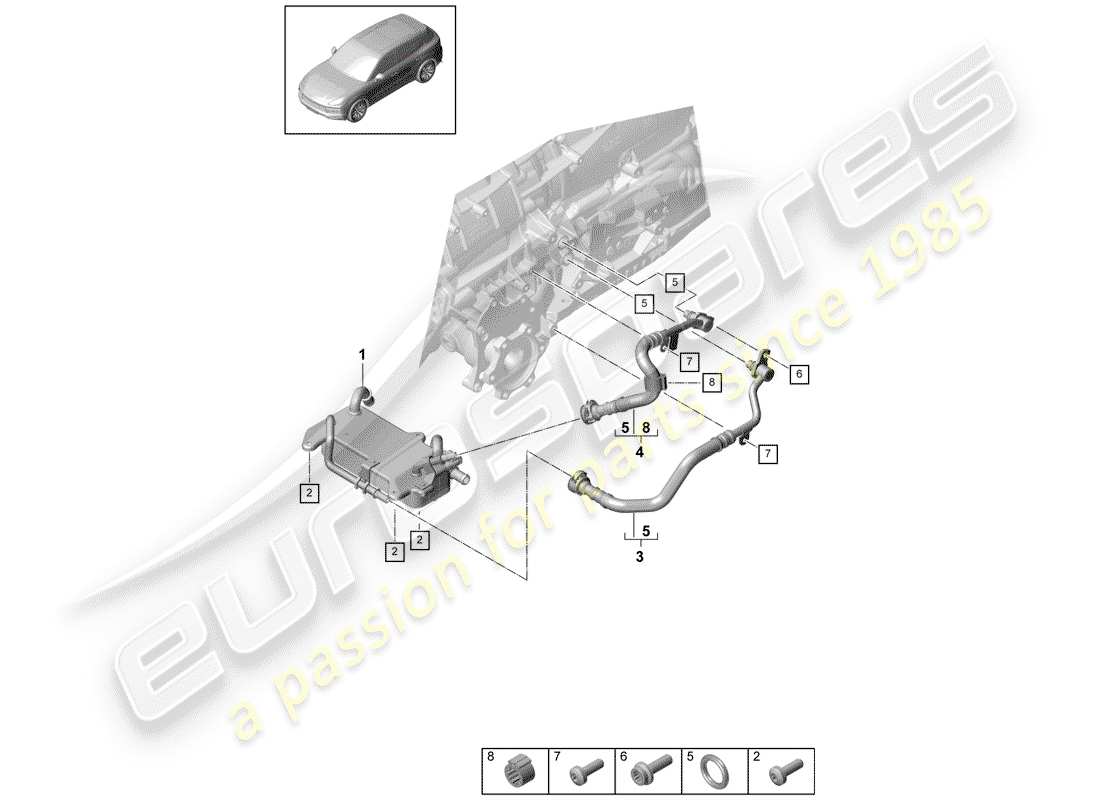 porsche 2019 (cayenne e3 9ya/9yb) 8-speed schéma des pièces de la boîte de vitesses automatique