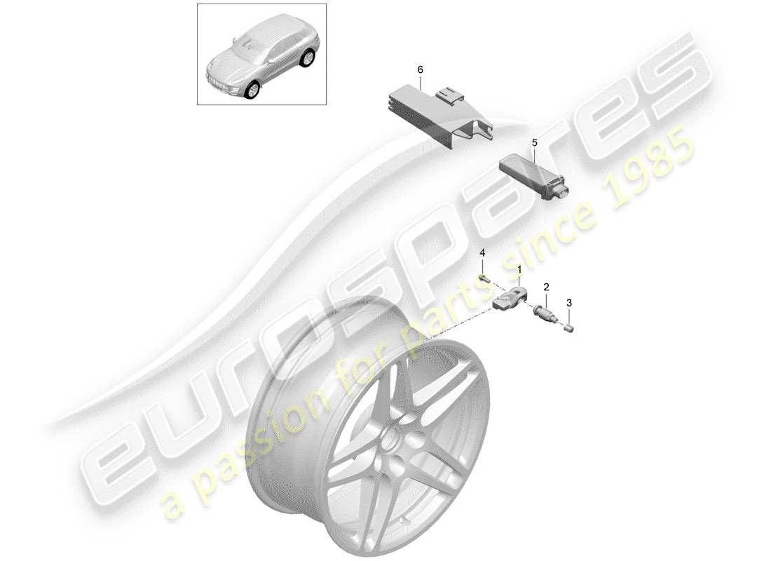 porsche 2015 (macan) système de contrôle de la pression des pneus schéma des pièces