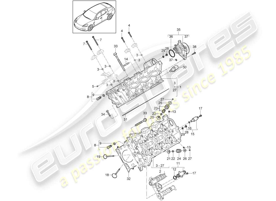 porsche 2010 (cayenne e1 9pa) culasse pompe à vide schéma des pièces