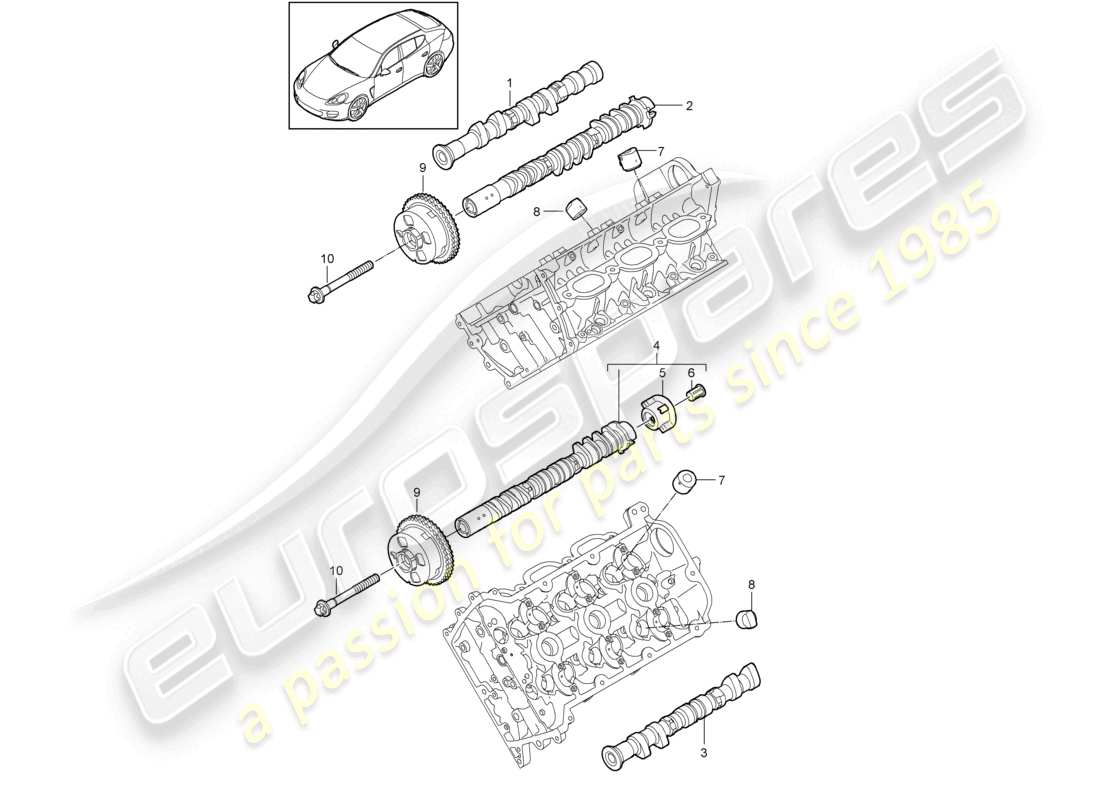 porsche 2010 (cayenne e1 9pa) arbre à cames schéma des pièces