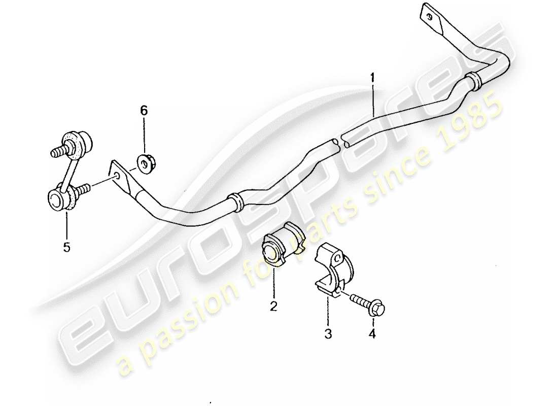 porsche 2001 (996 turbo / gt2) schéma des pièces du stabilisateur