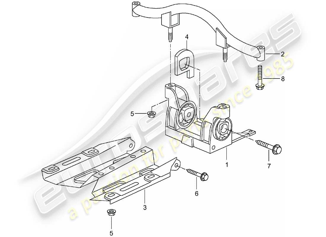 porsche 2002 (996 turbo / gt2) tiptronic - suspension - et - support de transmission - bride intermédiaire schéma des pièces