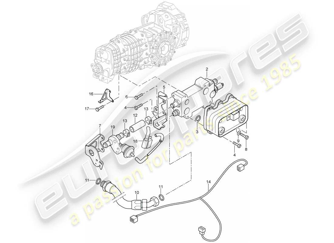porsche 2002 (996 turbo / gt2) refroidisseur d'huile pour engrenages - conduites schéma des pièces
