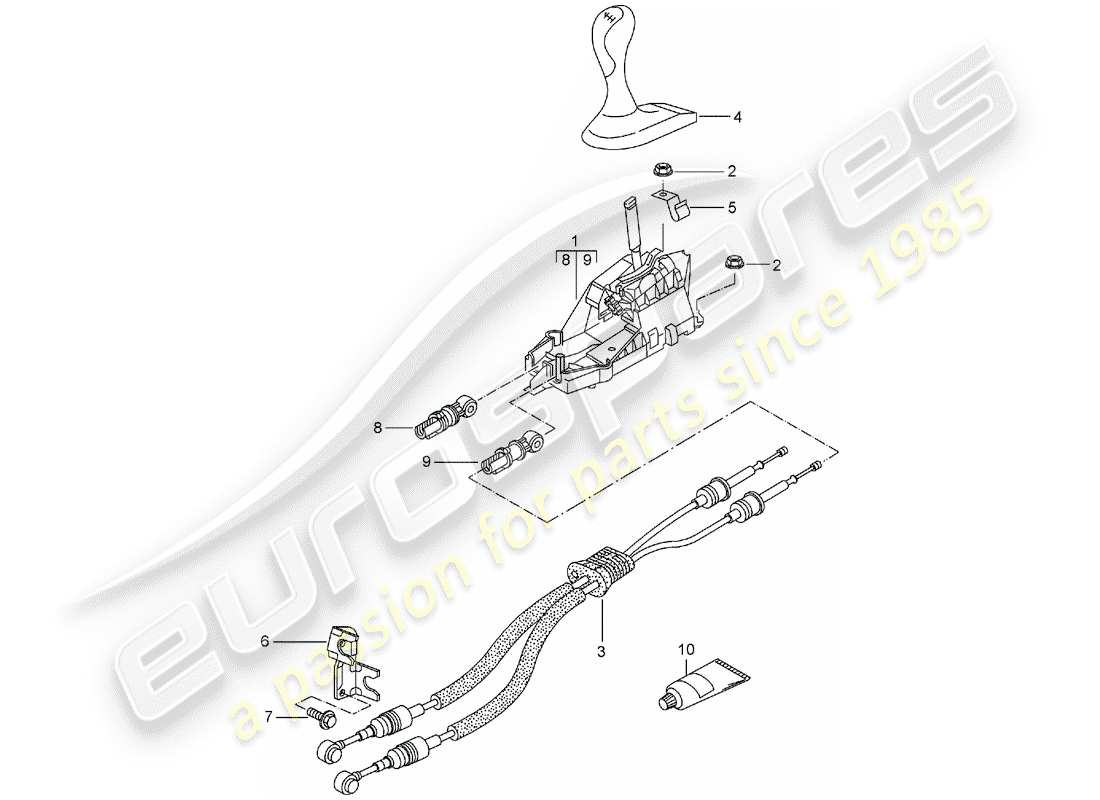 porsche 2004 (996 turbo / gt2) commande de transmission - boite de vitesses manuelle schéma des pièces