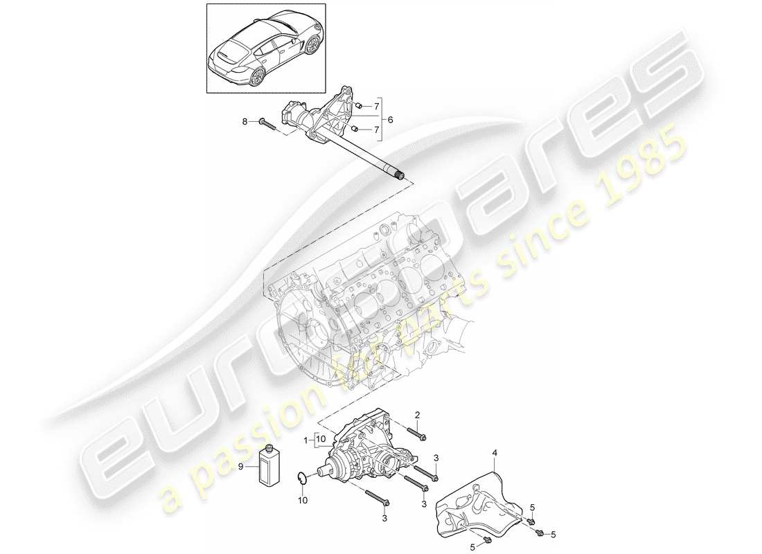 porsche 2012 (panamera 970) différentiel d'essieu avant schéma des pièces