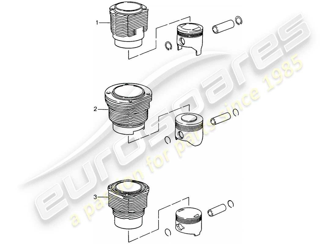 porsche replacement catalogue (2003) cylindre avec pistons schéma des pièces