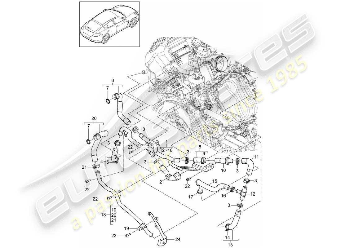 porsche 2016 (panamera 970) refroidissement par eau schéma des pièces