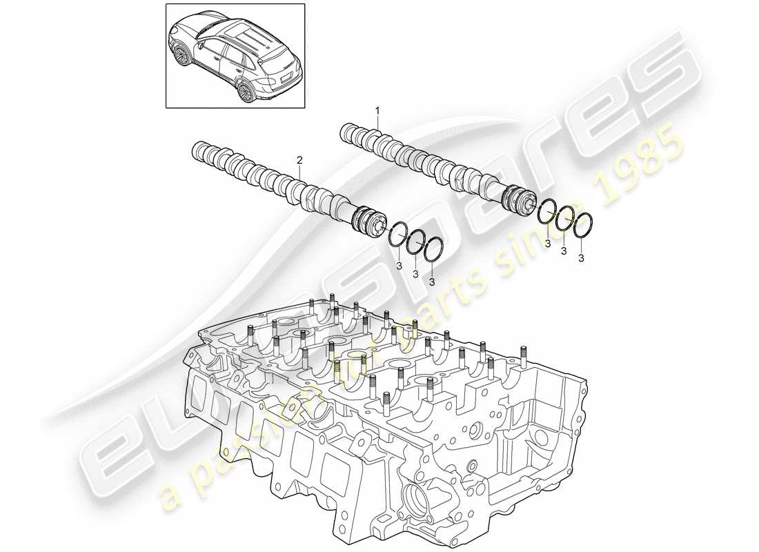 porsche 2011 (cayenne e2 92a) schéma des pièces de l'arbre à cames