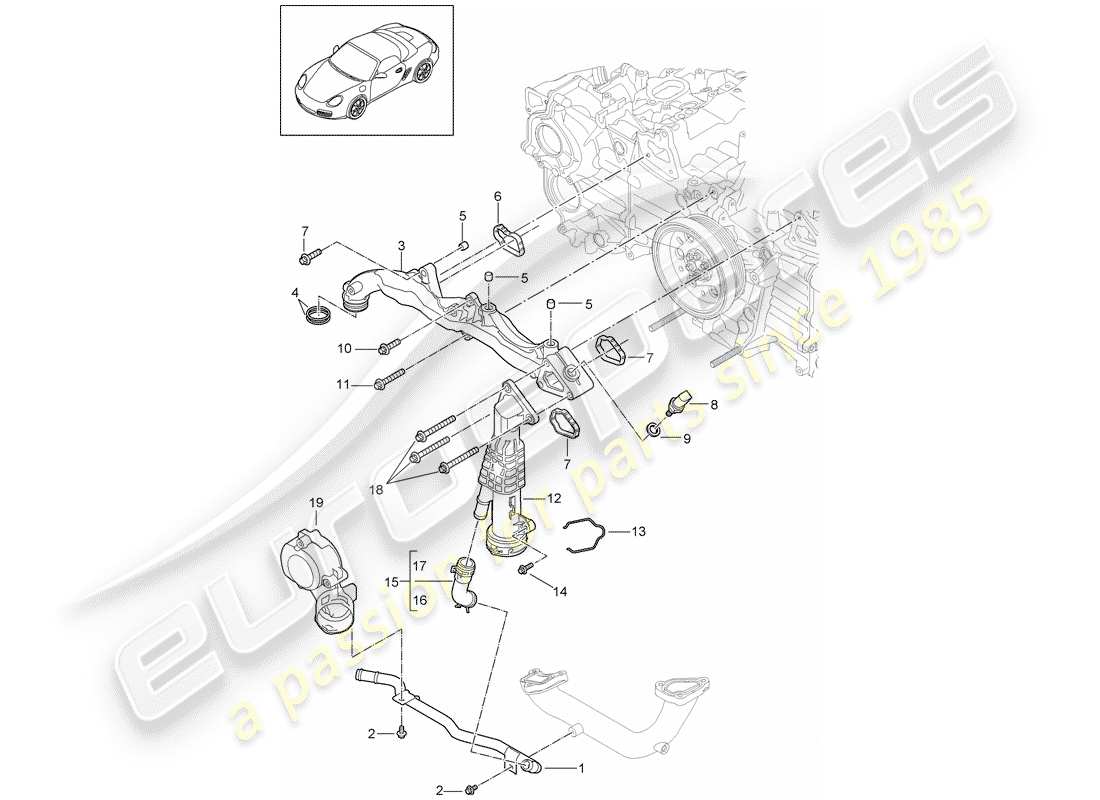 porsche 2011 (987 boxster) schéma des pièces du sous-châssis