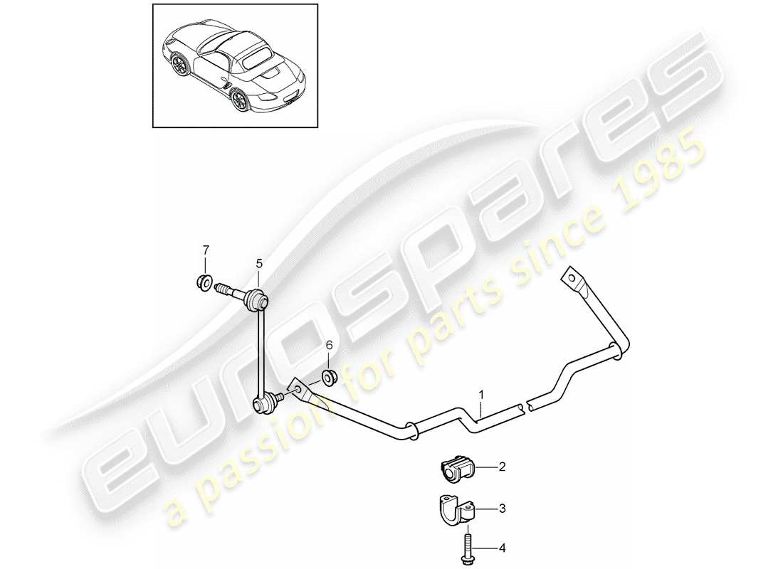 porsche 2011 (987 boxster) stabilisateur schéma des pièces