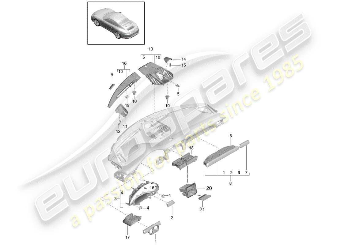 porsche 2020 (991-2) accessoires schéma des pièces