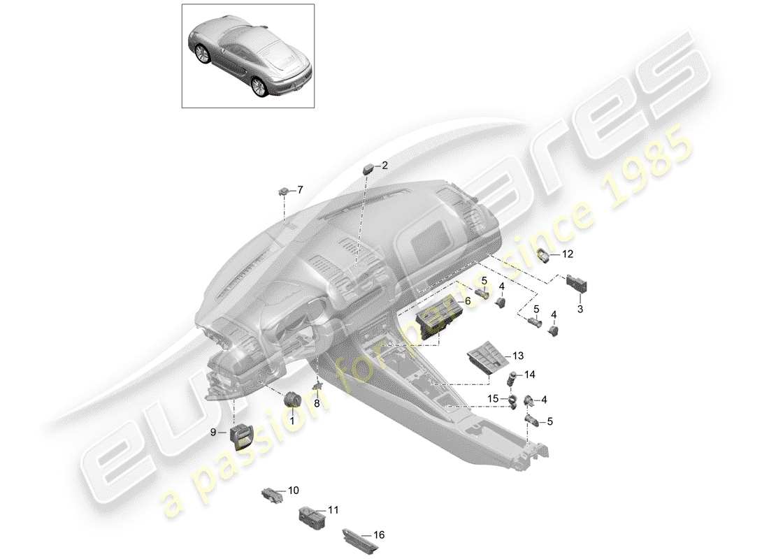 porsche 2014 (981 cayman) changer schéma des pièces