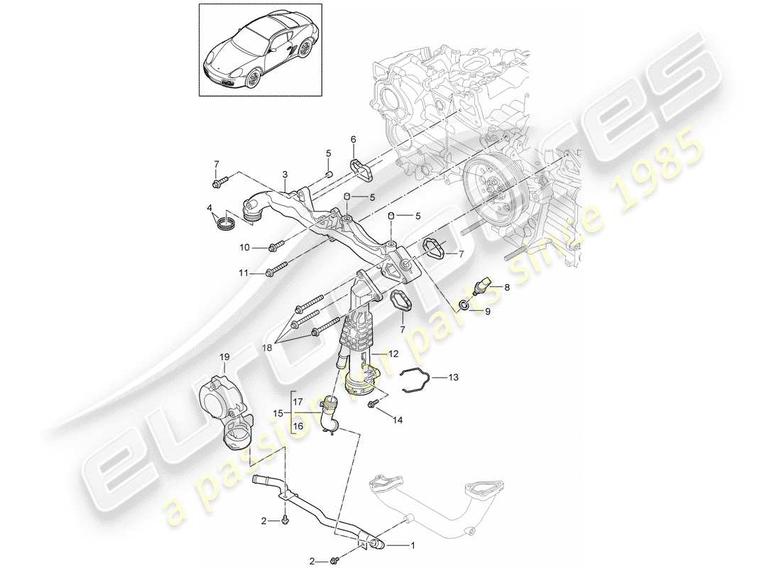porsche 2011 (987 cayman) sous-châssis schéma des pièces