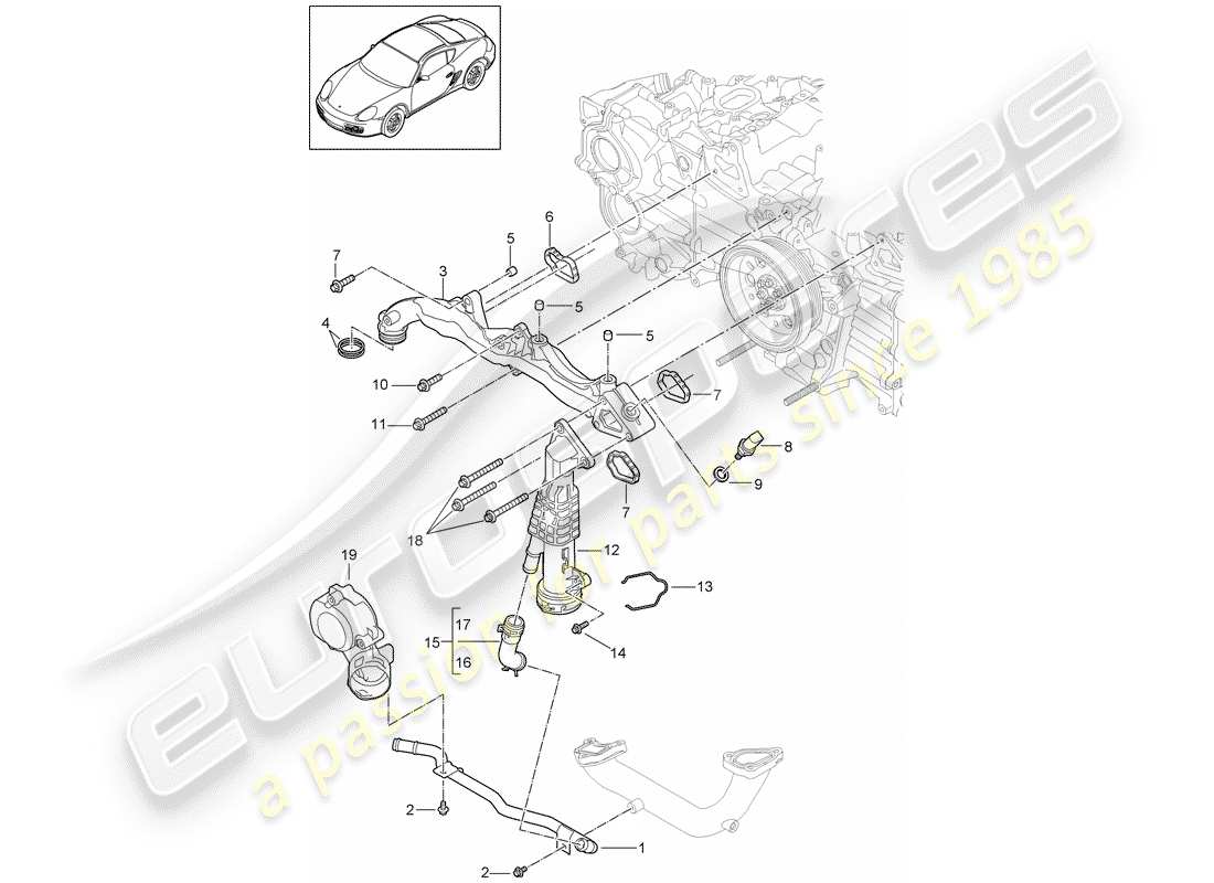 porsche cayman 987 (2011) schéma des pièces du sous-châssis