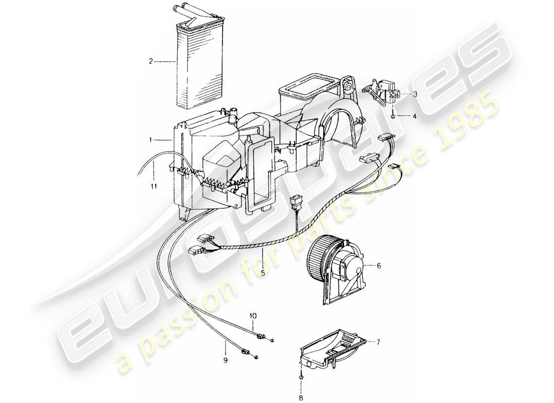 porsche 2001 (986 boxster) chauffage - pièces individuelles schéma des pièces