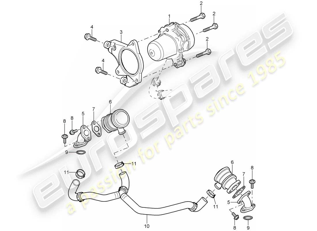 porsche 2008 (997-1 gt3) injection d'air schéma des pièces