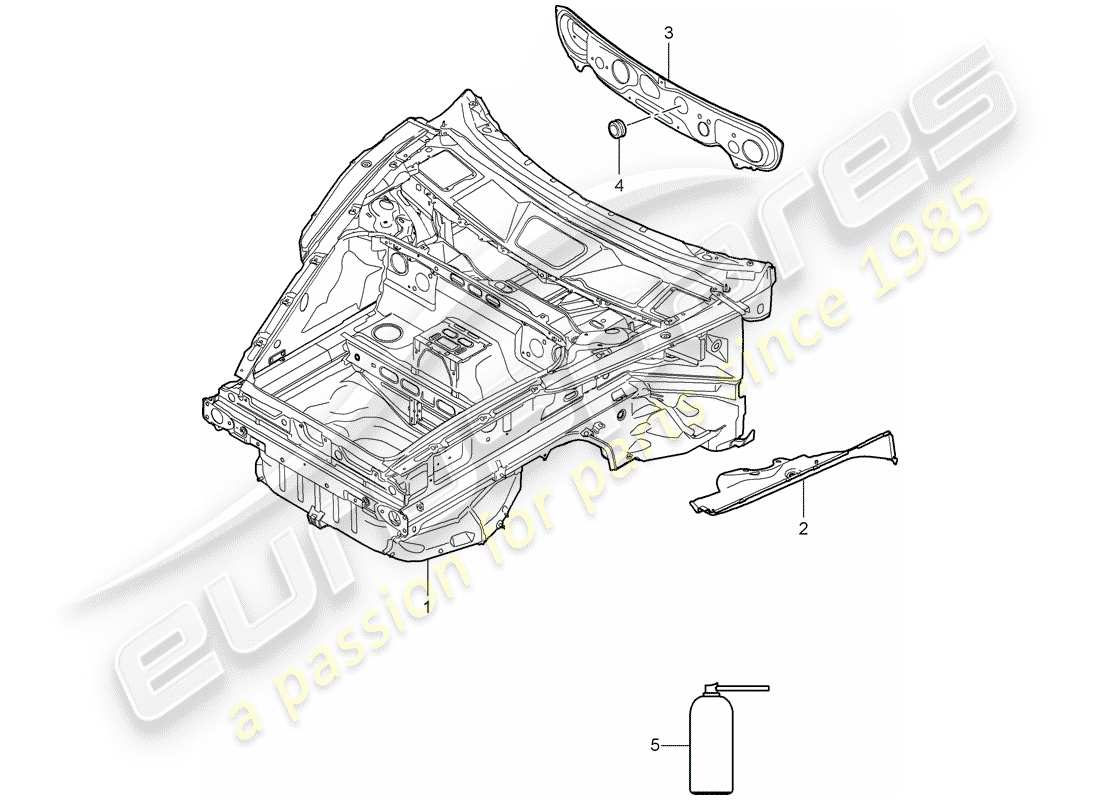 porsche 2008 (997-1 gt3) schéma des pièces front end