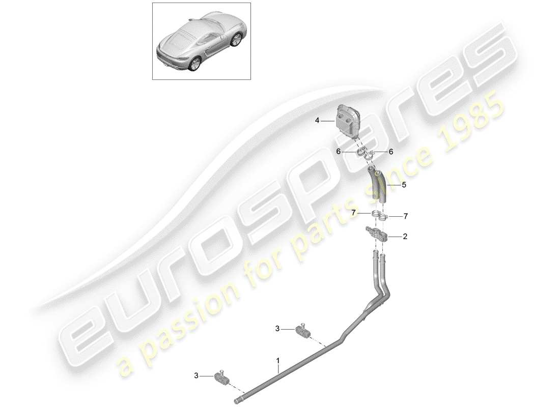 porsche 2017 (718 cayman) chauffage schéma des pièces