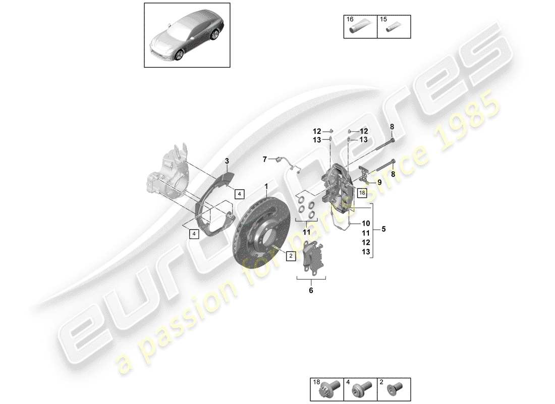 porsche 2020 (panamera 971-1) freins à disque schéma des pièces