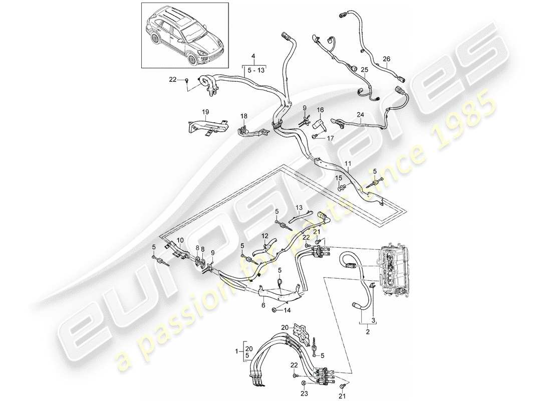 porsche 2011 (cayenne e2 92a) schéma des pièces hybride