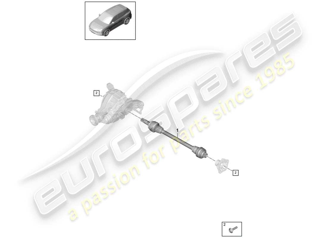 porsche 2019 (cayenne e3 9ya/9yb) arbre d'entraînement schéma des pièces