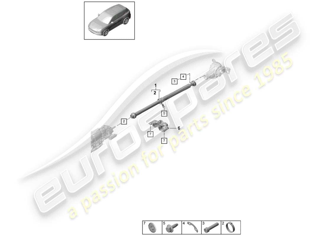 porsche 2019 (cayenne e3 9ya/9yb) arbre de transmission schéma des pièces