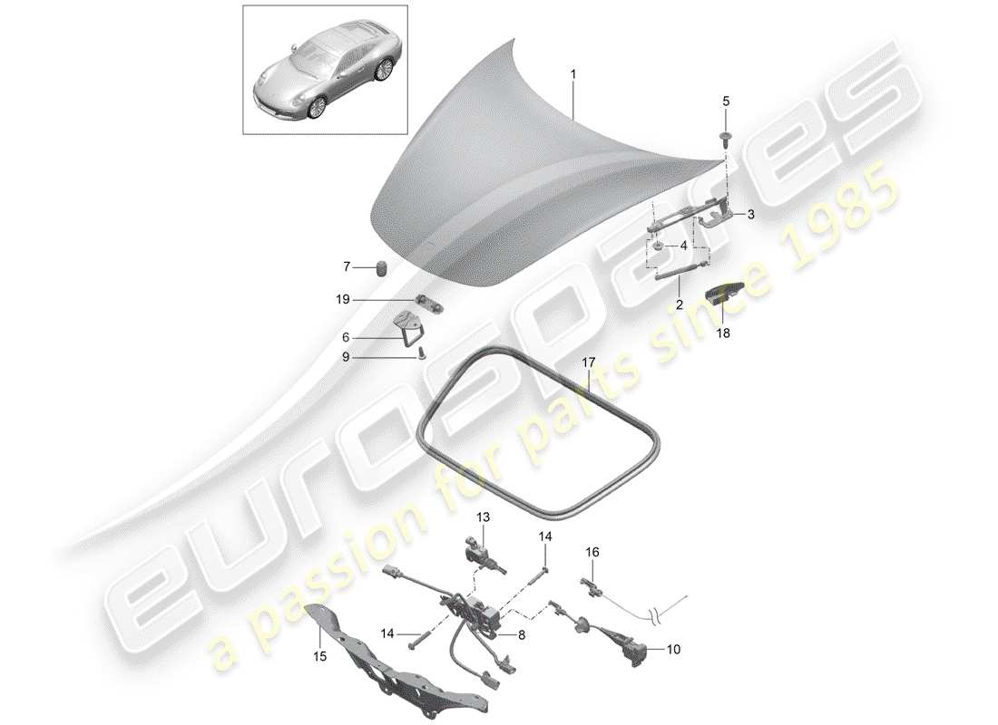 porsche 2017 (991-2) couverture diagramme de pièce