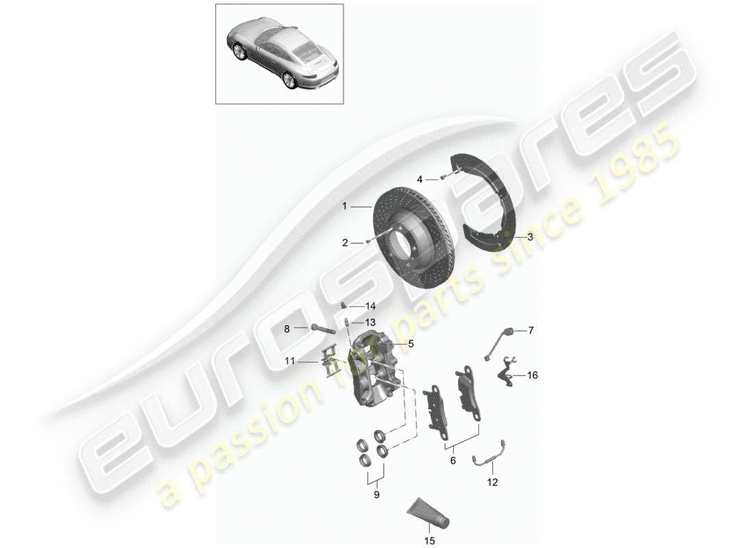 porsche 2013 (991-1) freins à disque schéma des pièces
