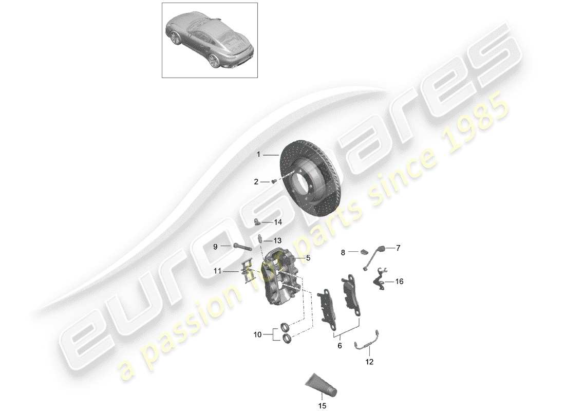 porsche 2016 (991-1 turbo) freins à disque schéma des pièces