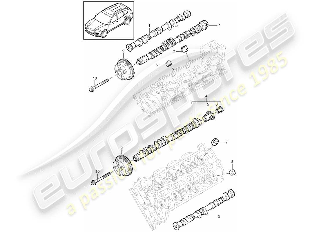 porsche 2017 (cayenne e2 92a) arbre à cames schéma des pièces