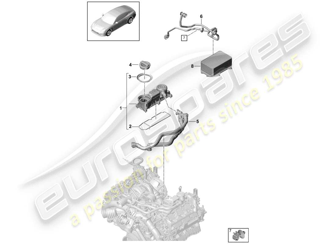 porsche 2017 (panamera 971-1) reniflard de carter schéma des pièces