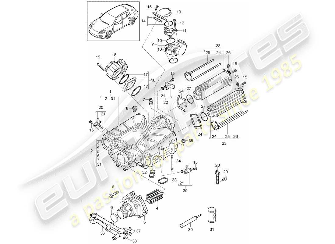porsche 2014 (panamera 970) compresseur schéma des pièces