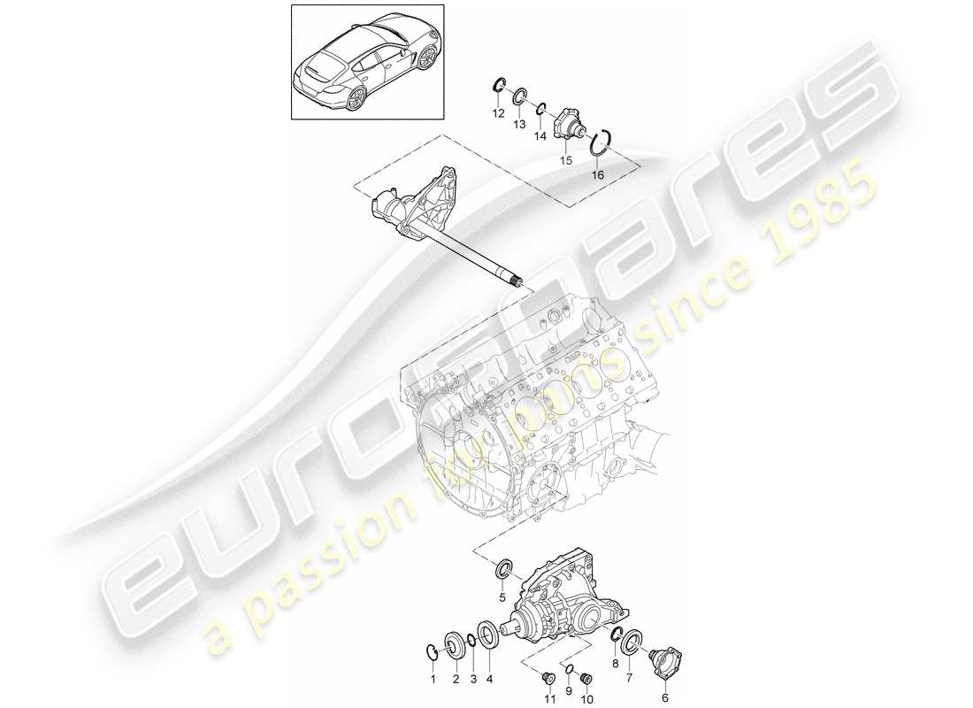 porsche 2010 (panamera 970) différentiel d'essieu avant schéma des pièces
