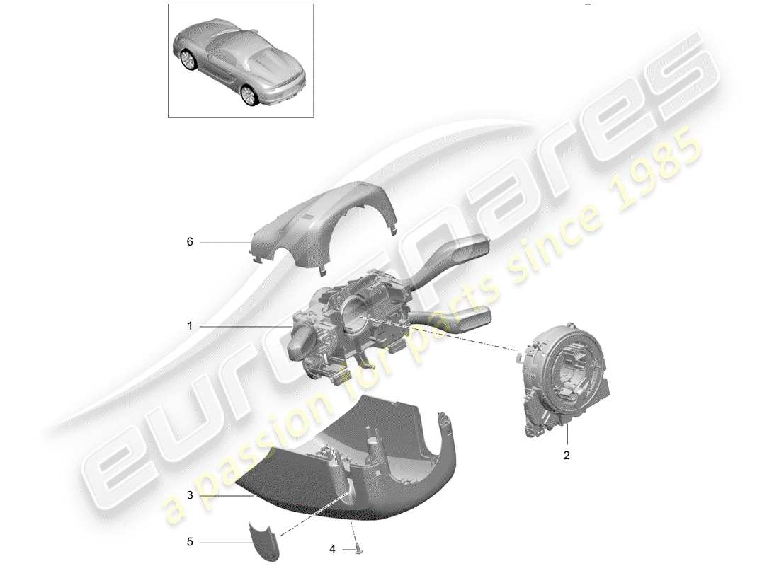 porsche 2016 (981 boxster spyder) commutateur de colonne de direction schéma des pièces